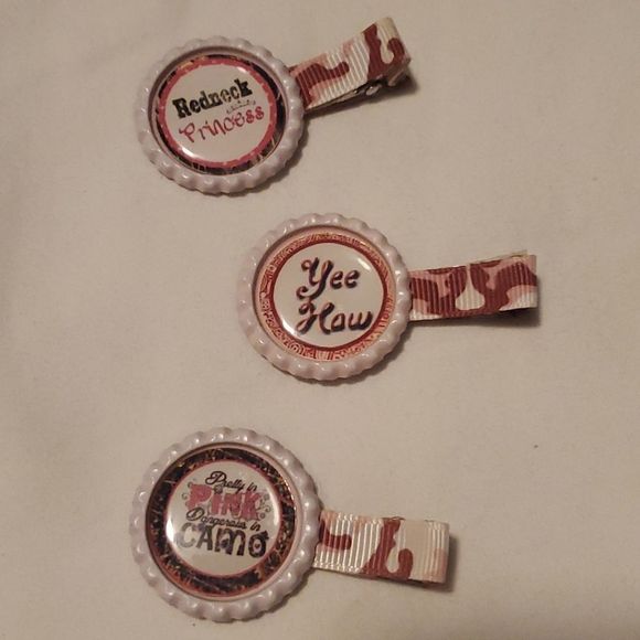NEW PINK CAMO BOTTLECAP CLIPPY TRIO - Picture 1 of 1